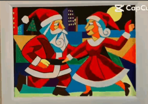 Santa in Cubist Motion